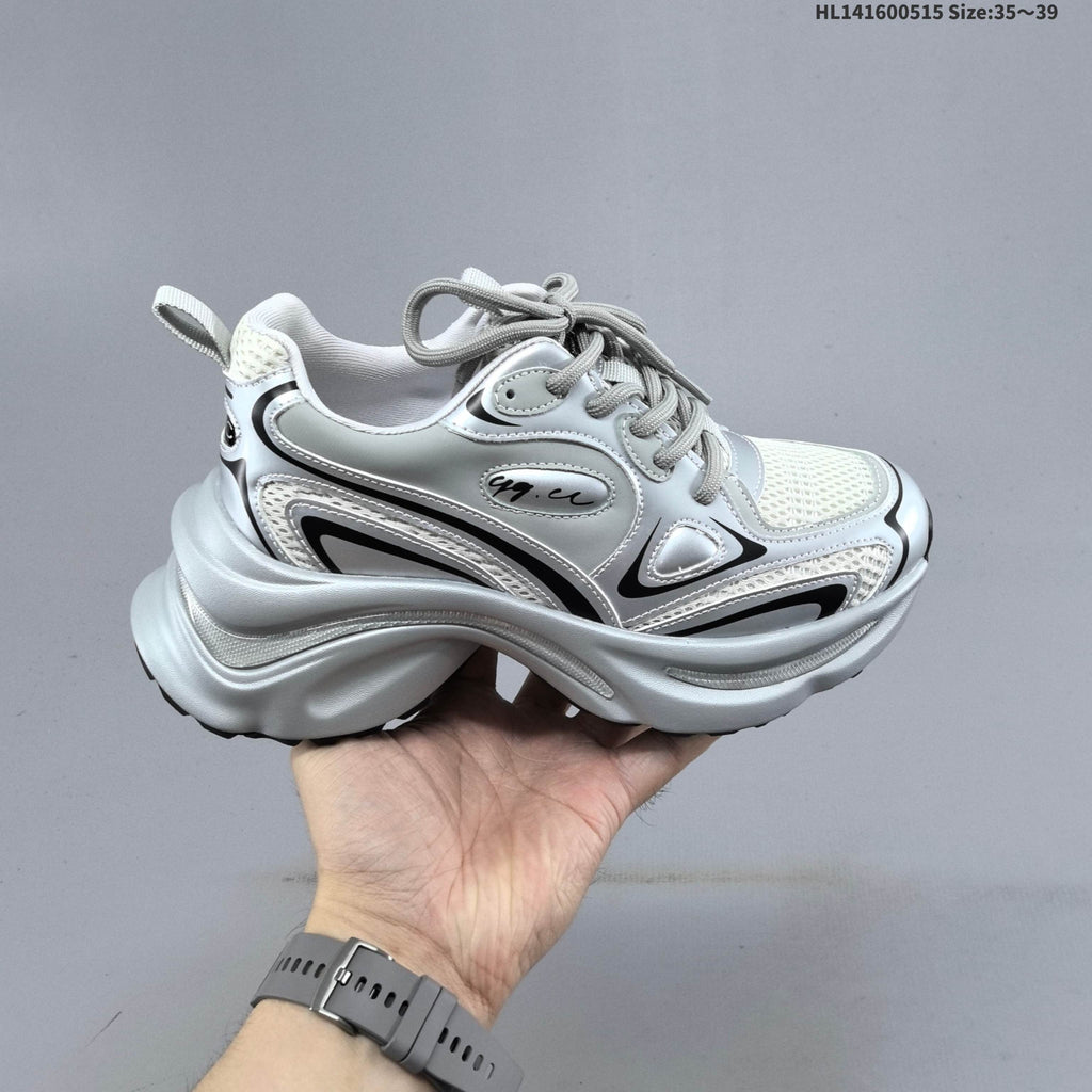 GG-CC G23X4317B Chunky Platform Sneakers, in Silver and White - product image from the listing.