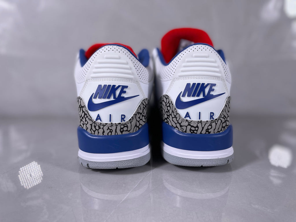White Blue Elephant Print Sneakers - Nike Air Jordan 3 - product image from the listing.