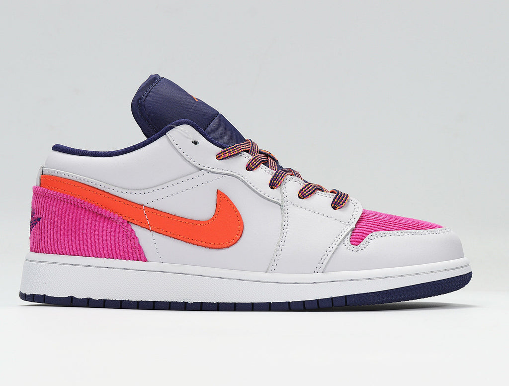 Jordan 1 Low SE Sneakers in Pink Gray Orange 554723-502 - product image from the listing.