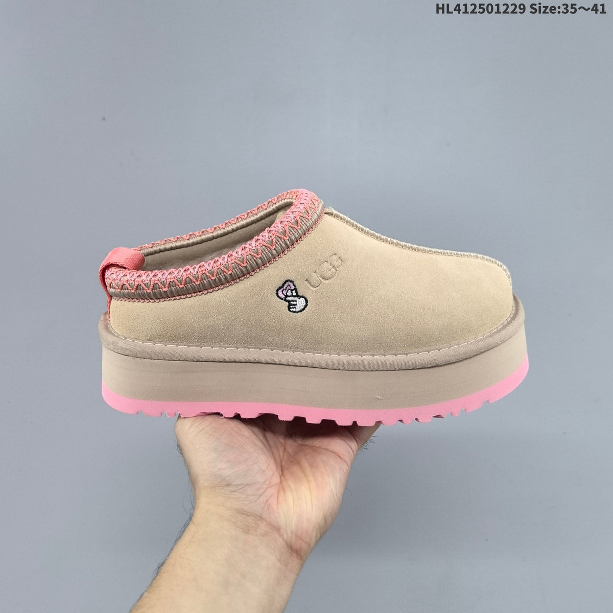 Beige and Pink UGG Tazz Platform Slip-On Slippers - product image from the listing.