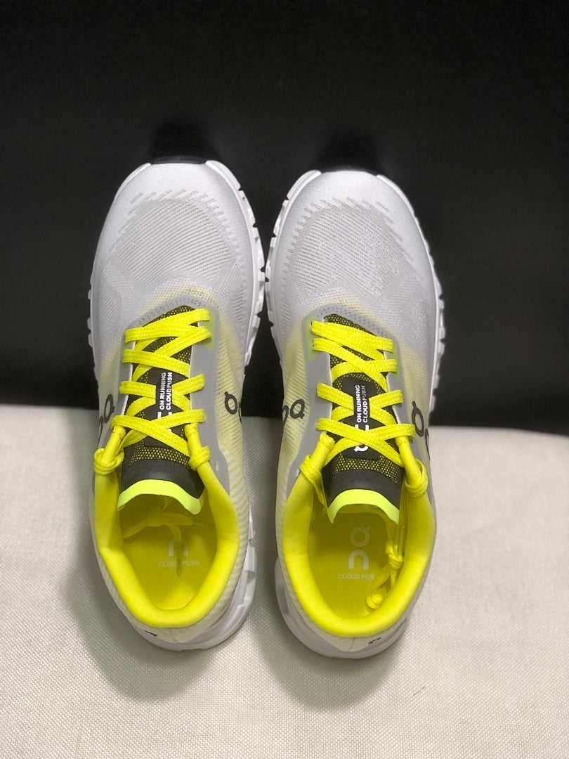 On Cloud 6 Push Sneakers in White and Yellow - product image from the listing.