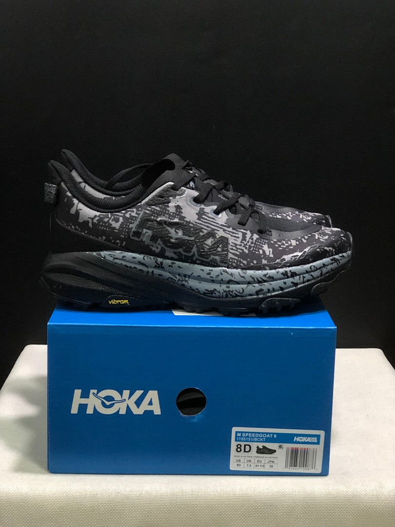 HOKA Speedgoat 6 Trail Running Shoes, in Gray Black - product image from the listing.