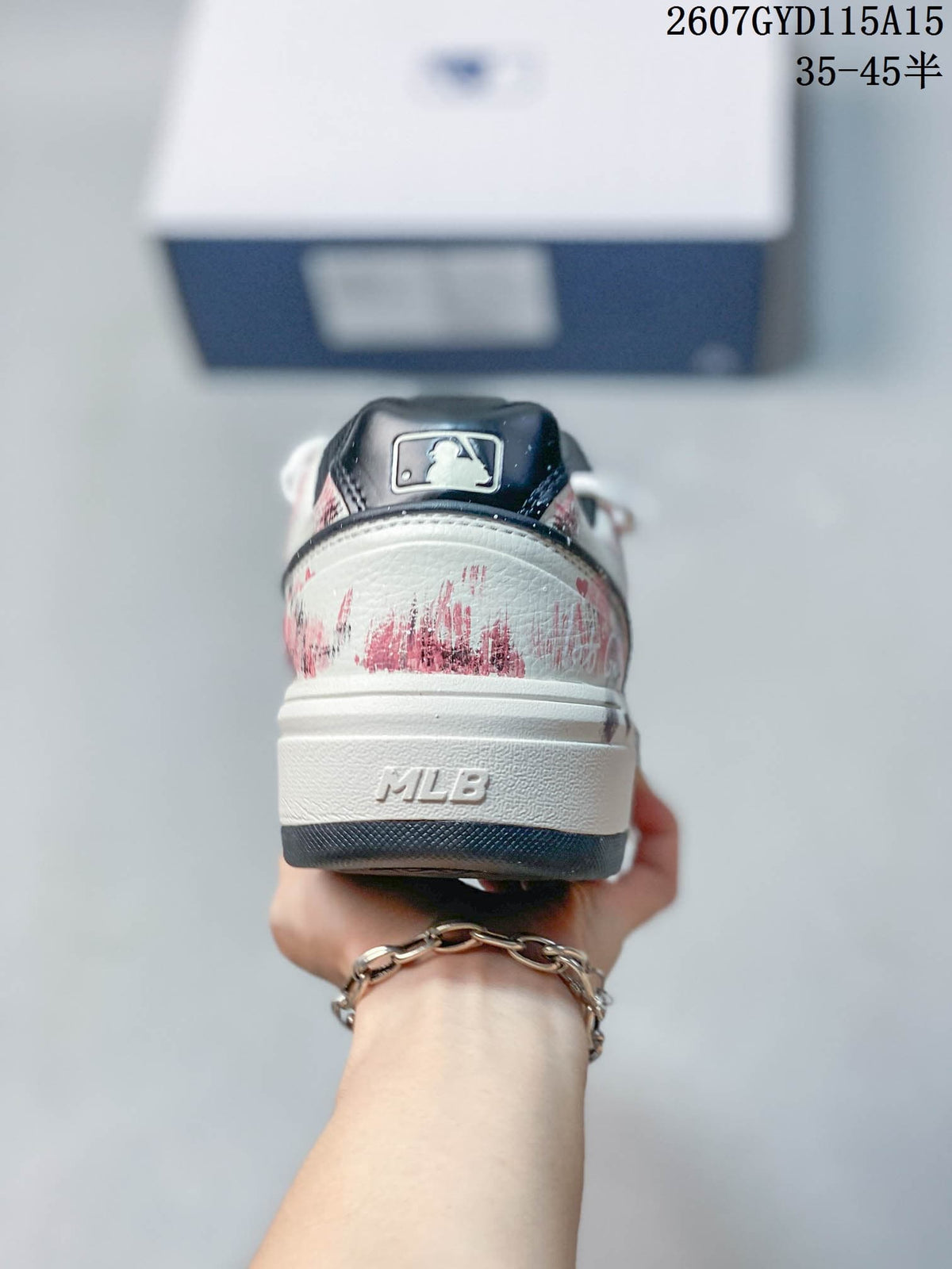 MLB NY Graffiti Platform Sneakers in Pink White 3ASXCA12N - product image from the listing.