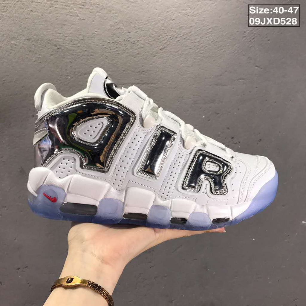 Nike Air More Uptempo Sneakers in White Silver 09JXD528 - product image from the listing.