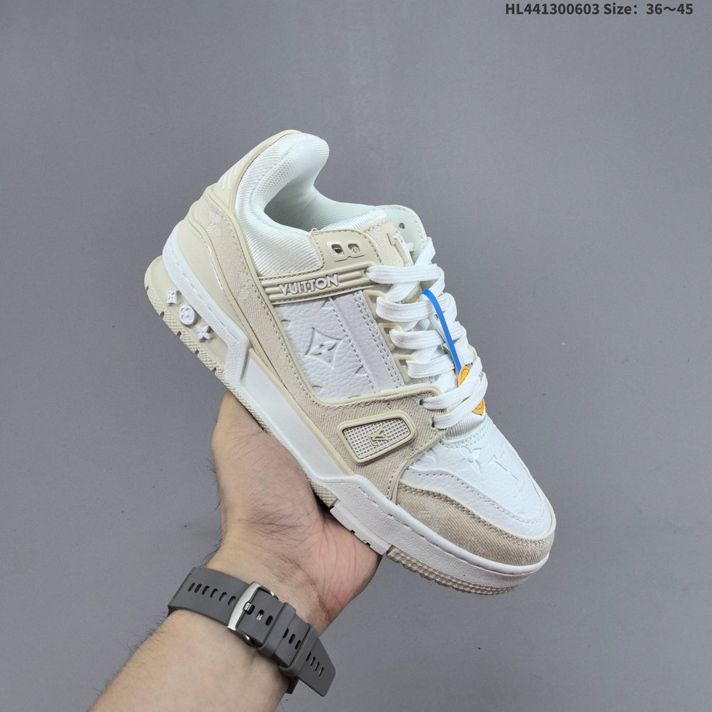 Black and White Louis Vuitton Trainer Low-Top Sneakers - product image from the listing.