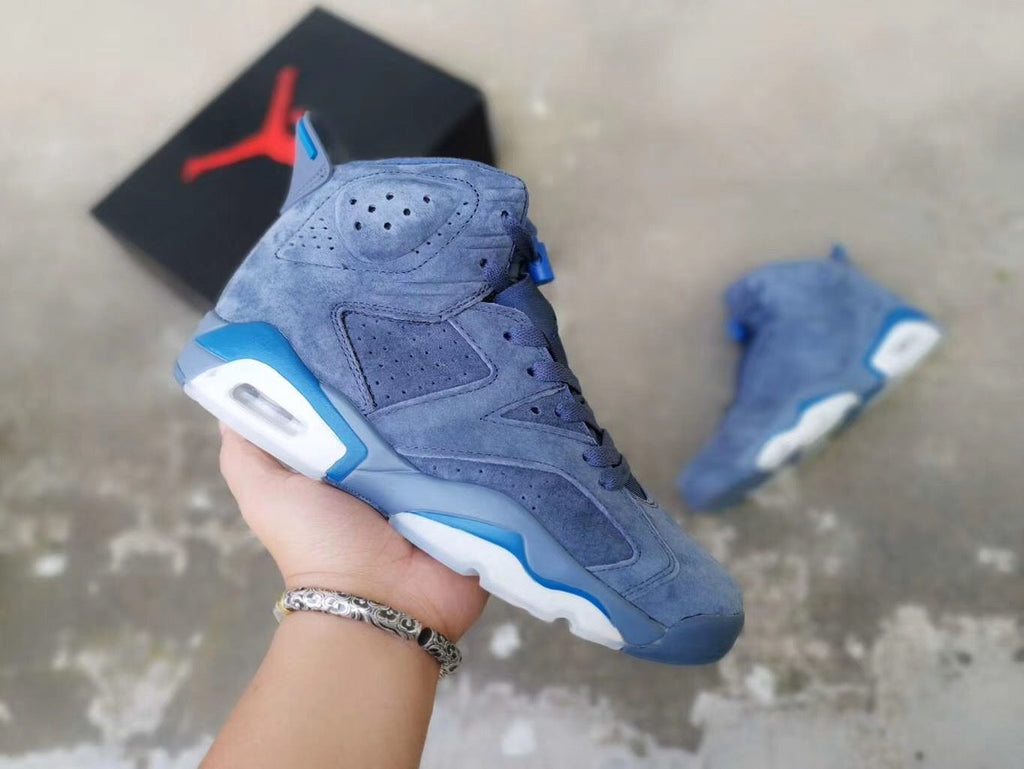 Blue 384664-400 - Jordan 6 Retro Basketball Shoes - product image from the listing.
