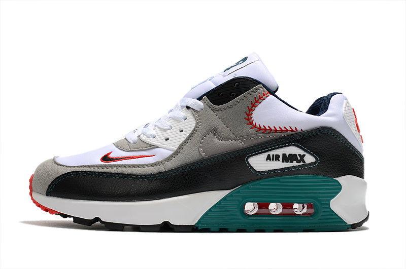 Nike Air Max 90 Sneakers in White Grey Black Teal Red - product image from the listing.