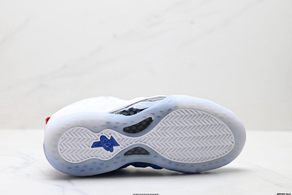 Nike Air Foamposite One Penny Hardaway Sneakers in White Blue Red - product image from the listing.