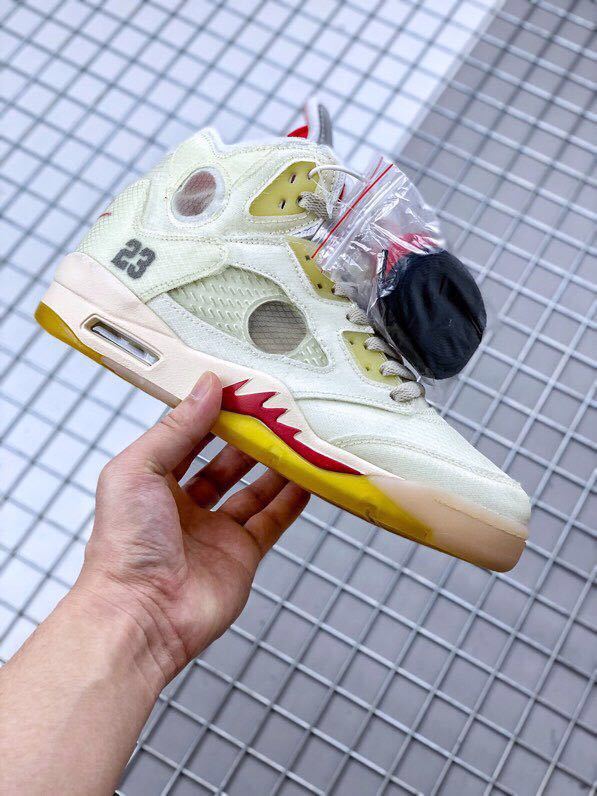Air Jordan 5 x Off-White Sneakers in Sail CT8480-002 - product image from the listing.