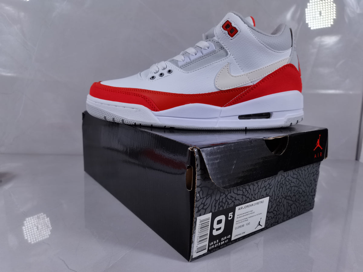 Air Jordan 3 Retro White Red Sneakers - product image from the listing.