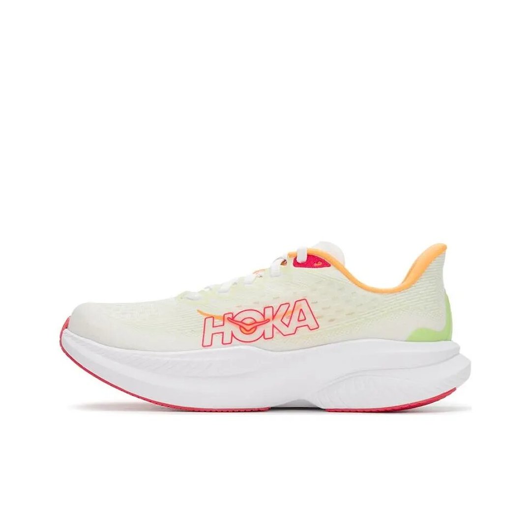 White and Lime HOKA Road Running Shoes - product image from the listing.