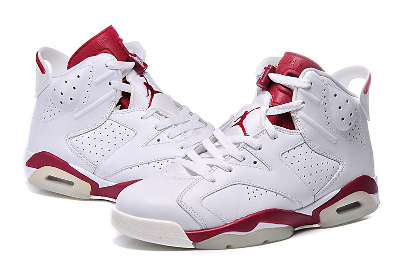 Air Jordan 6 Retro High Sneakers in White and Red - product image from the listing.