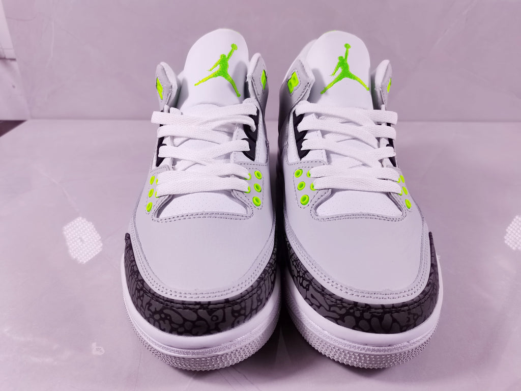Air Jordan 3 Retro Grey Green Sneakers - product image from the listing.