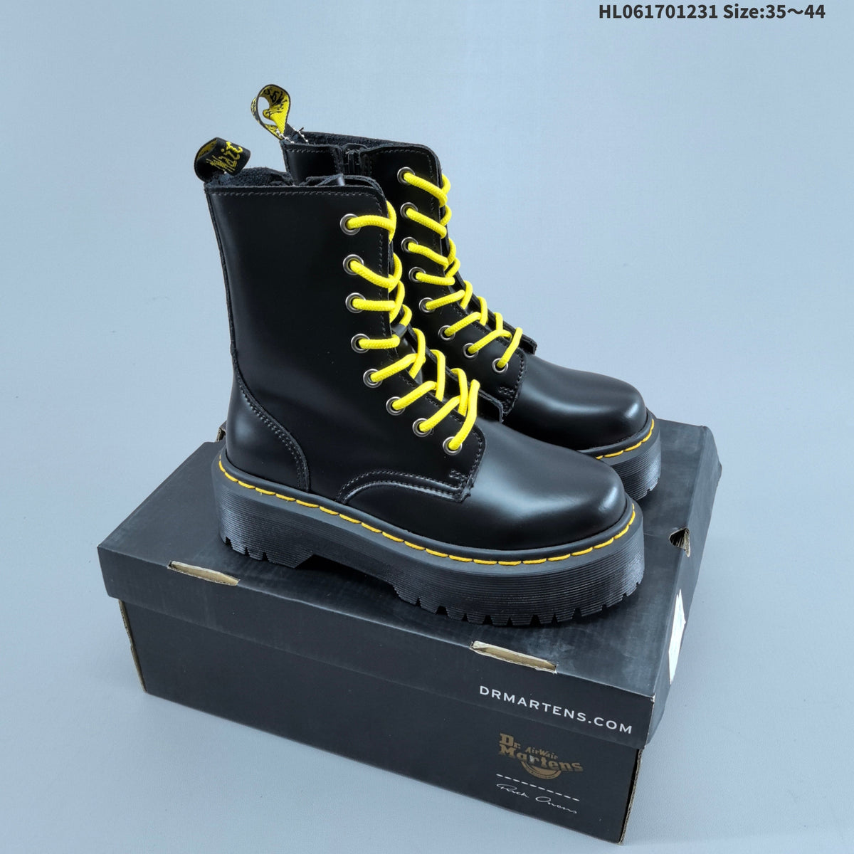 Black Dr. Martens 1460 Platform Lace-Up Boots - product image from the listing.