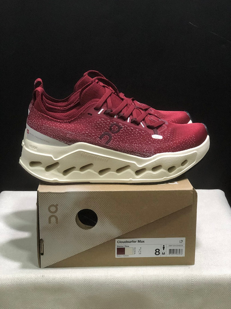 On Cloudsurfer Max Sneakers in Burgundy - product image from the listing.