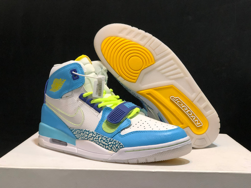 Air Jordan Legacy 312 Fly High-Top Sneakers, in White and Blue - product image from the listing.