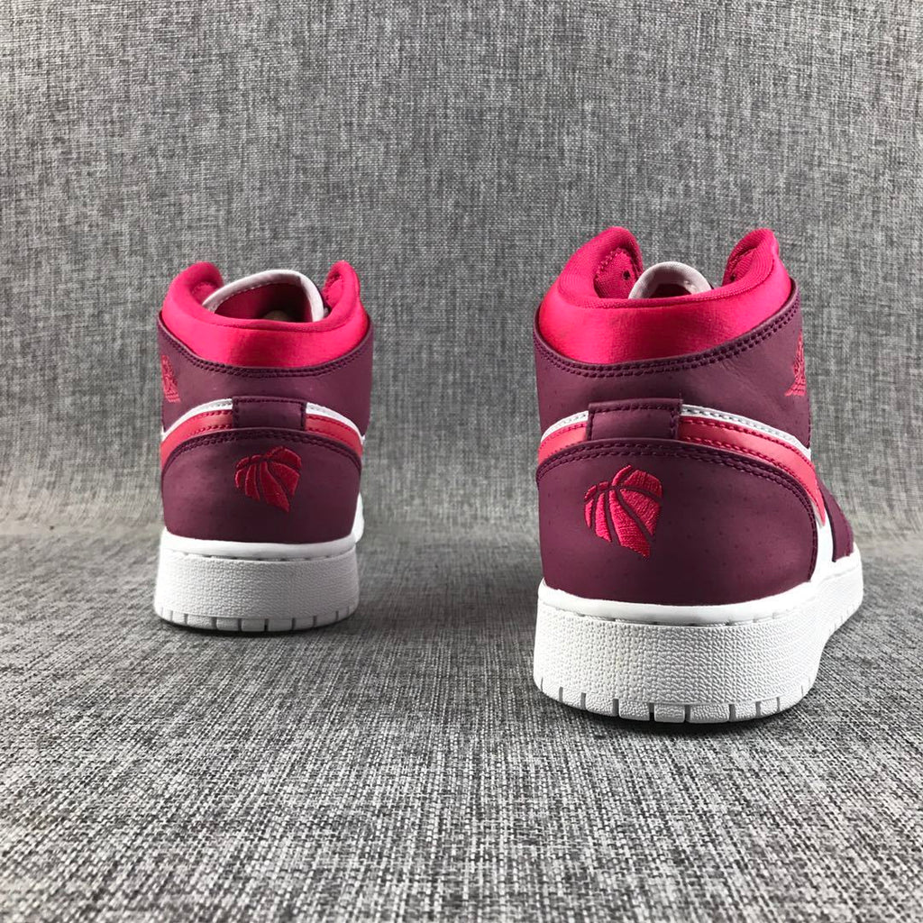 Air Jordan 1 High Sneakers in White, in Pink and Burgundy - product image from the listing.