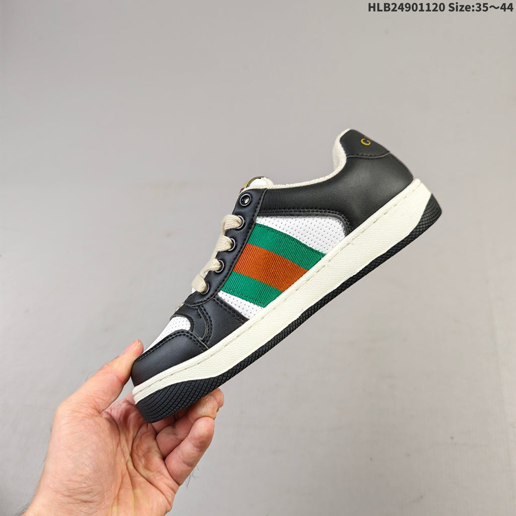 Black and White Gucci Screener Low-Top Sneakers - product image from the listing.