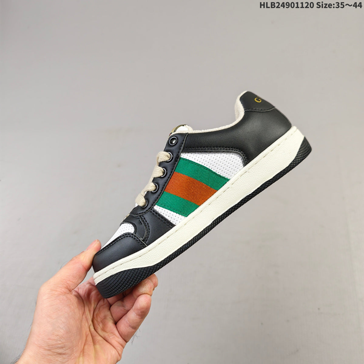 Black and White Gucci Screener Low-Top Sneakers - product image from the listing.
