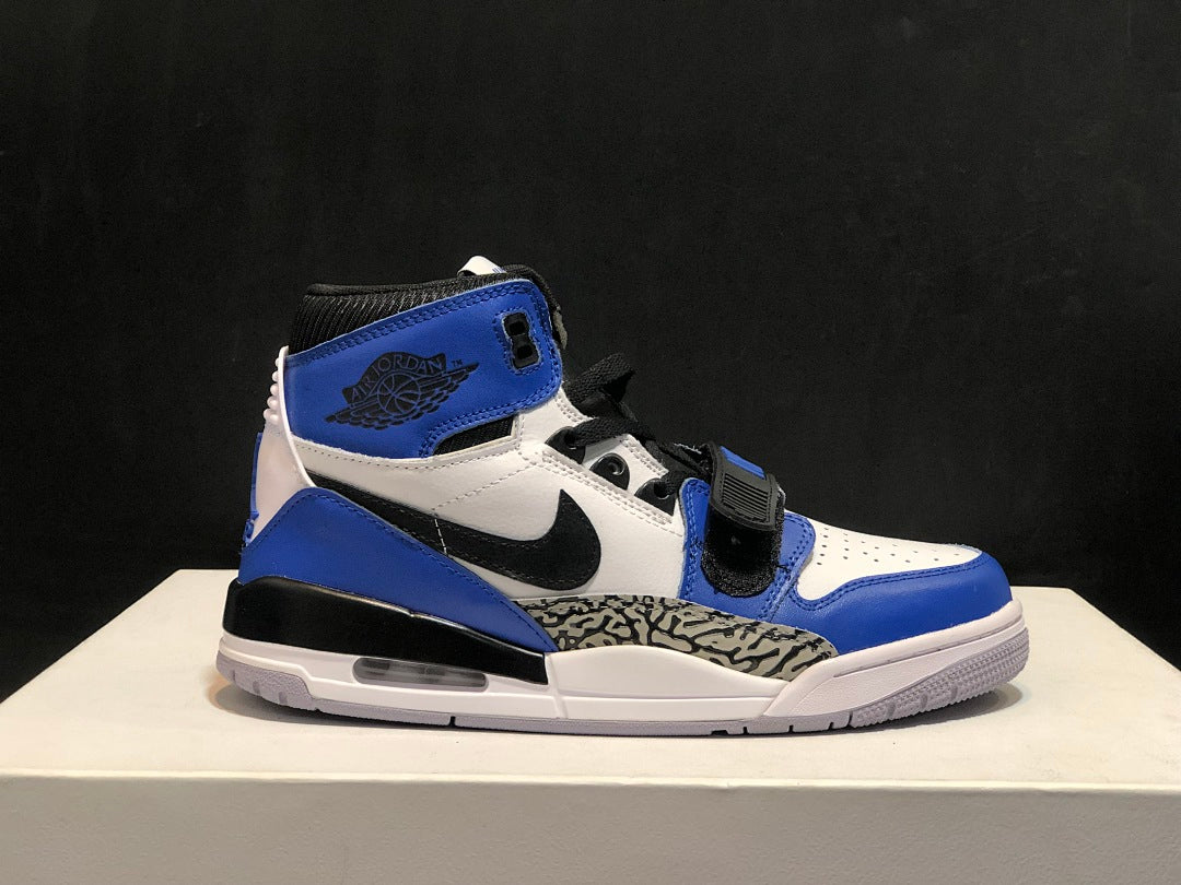 Jordan Legacy 312 High-Top Sneakers in White Blue AQ4160-104 - product image from the listing.
