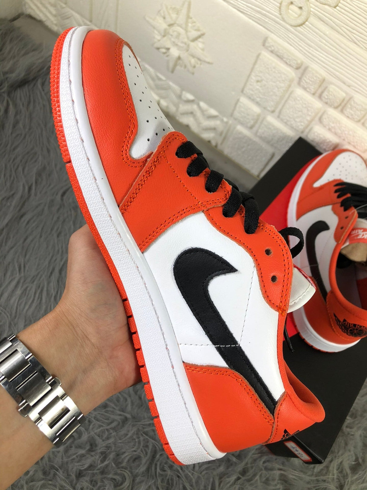 Nike Air Jordan 1 Low Sneakers in White Orange CZ0790-801 - product image from the listing.
