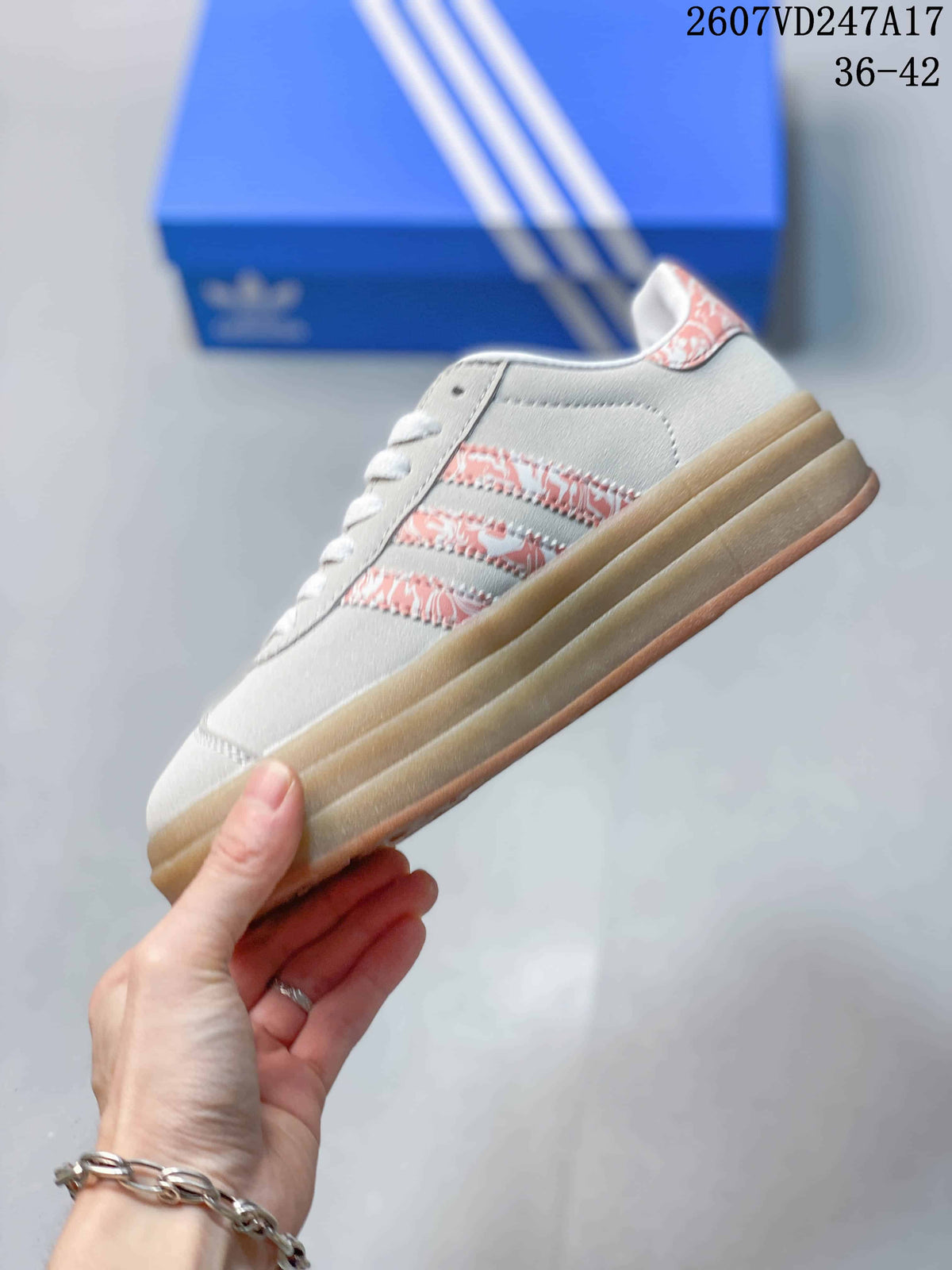 adidas Gazelle Bold Platform Sneakers in Light Gray Pink - product image from the listing.