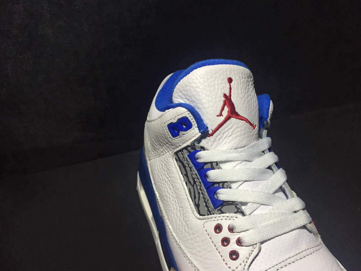 Air Jordan 3 High-Top Sneakers in White Blue - product image from the listing.