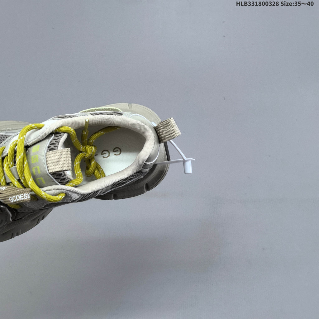 Women's GGCC G26U8612 Retro Chunky Sneakers, Gray and Yellow - product image from the listing.
