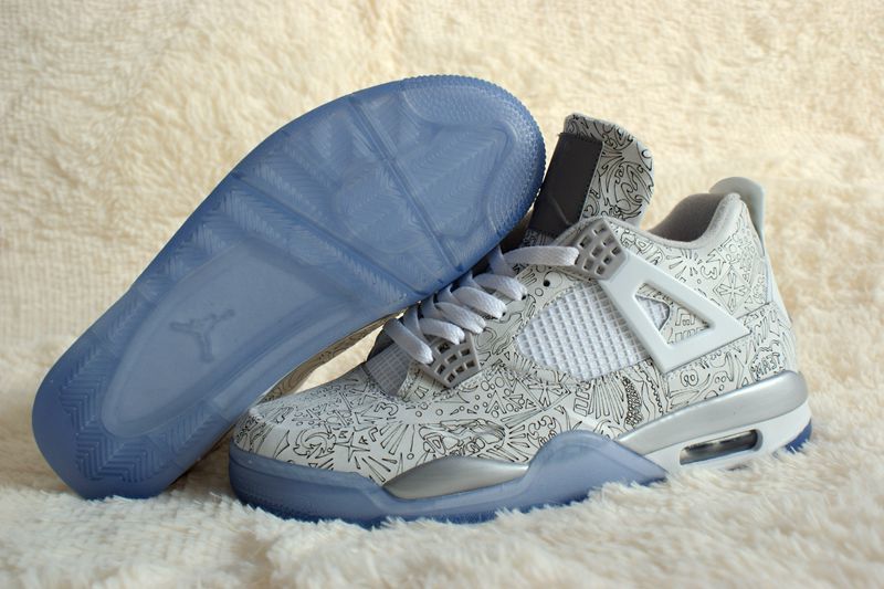 Air Jordan 4 Laser 5LAB4 White and Blue Sneakers - product image from the listing.