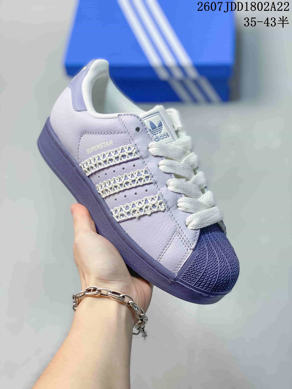 Adidas Superstar Sneakers Lavender and in White HQ2646 - product image from the listing.