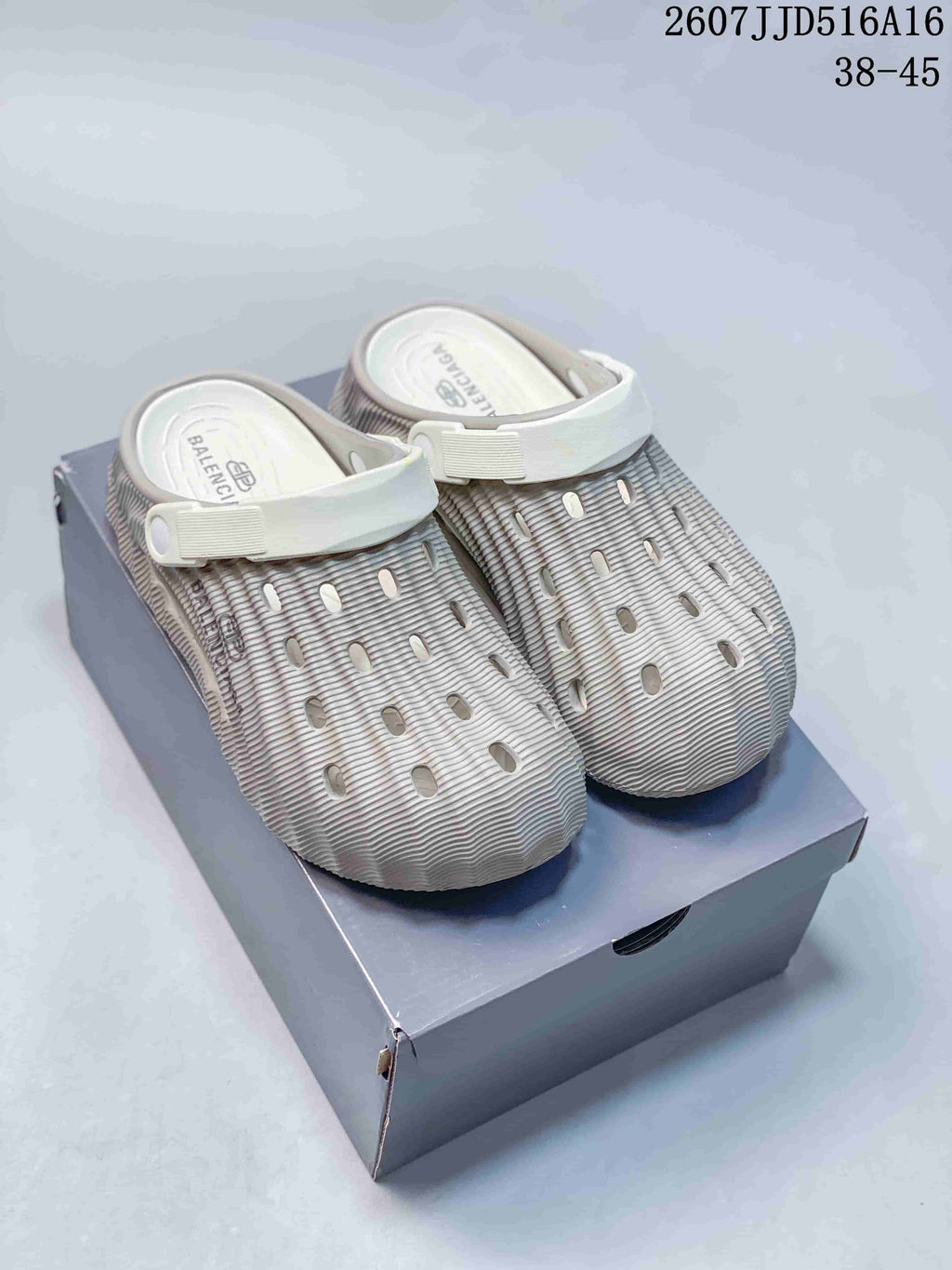 Wave-Textured Closed-Toe Clogs Beige Style 2607JJD516A16 by Balenciaga - product image from the listing.