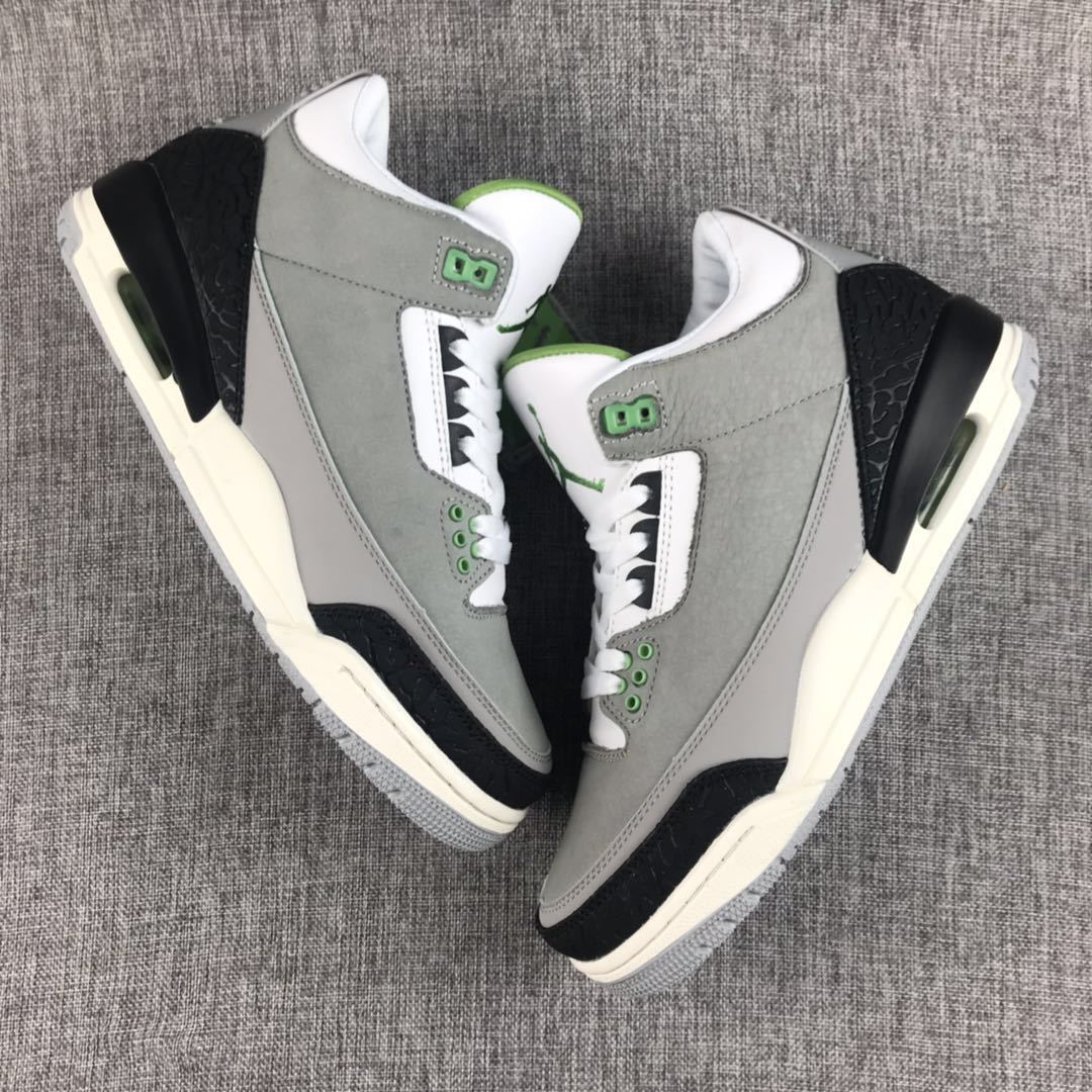 Air Jordan 3 Grey Green Sneakers 136064-006 - product image from the listing.