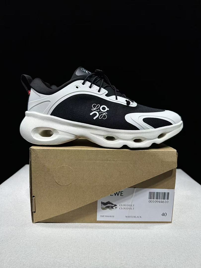 On x LOEWE Cloudventure 3.0 Sneakers in Black and White - product image from the listing.