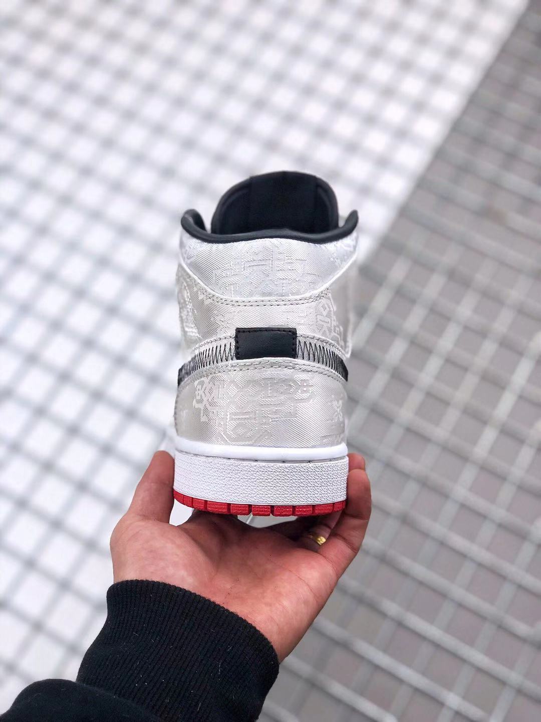 Air Jordan 1 Mid Edison Chen White Black Gold Sneakers - product image from the listing.