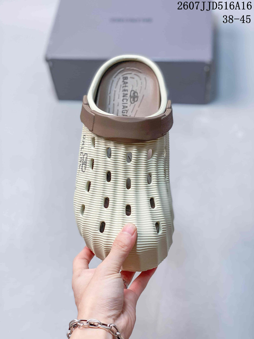 Balenciaga Molded Clog Slides in Cream Brown 2607JJD516A16 - product image from the listing.
