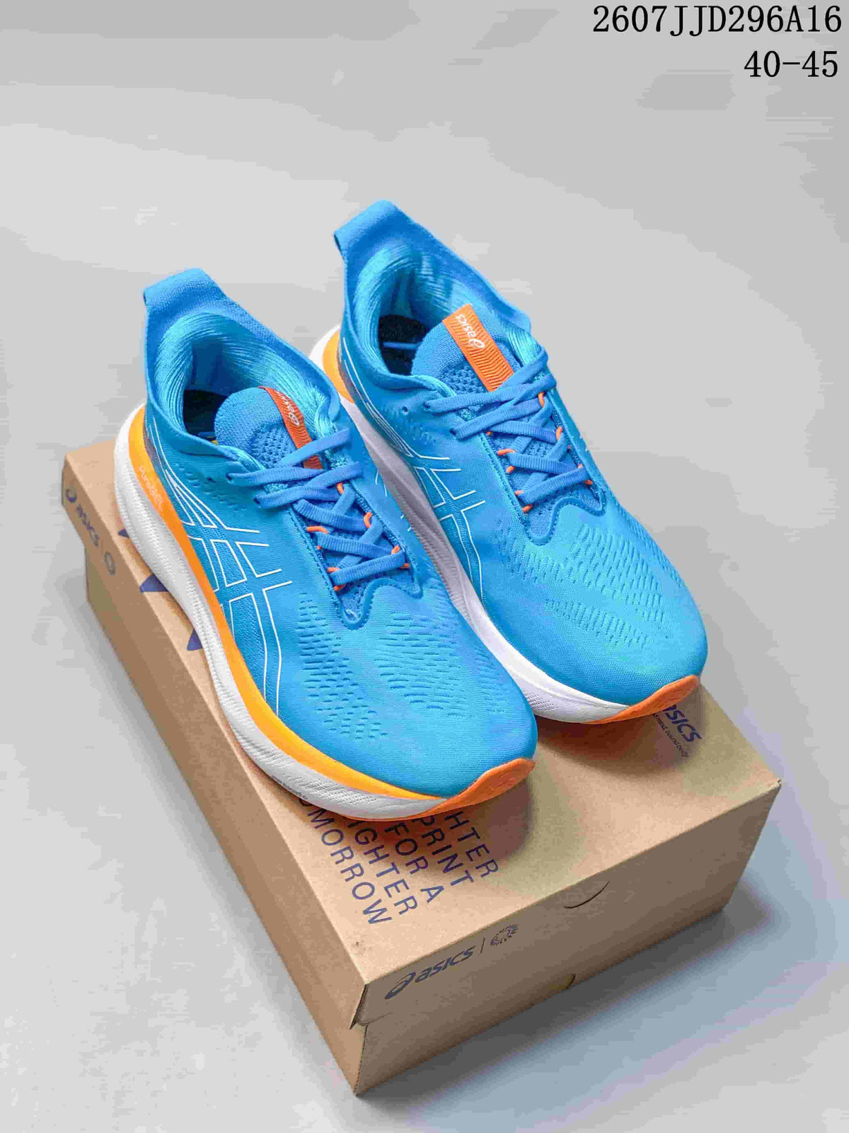 ASICS GEL-Nimbus 25 Running Shoes in Blue Orange - product image from the listing.