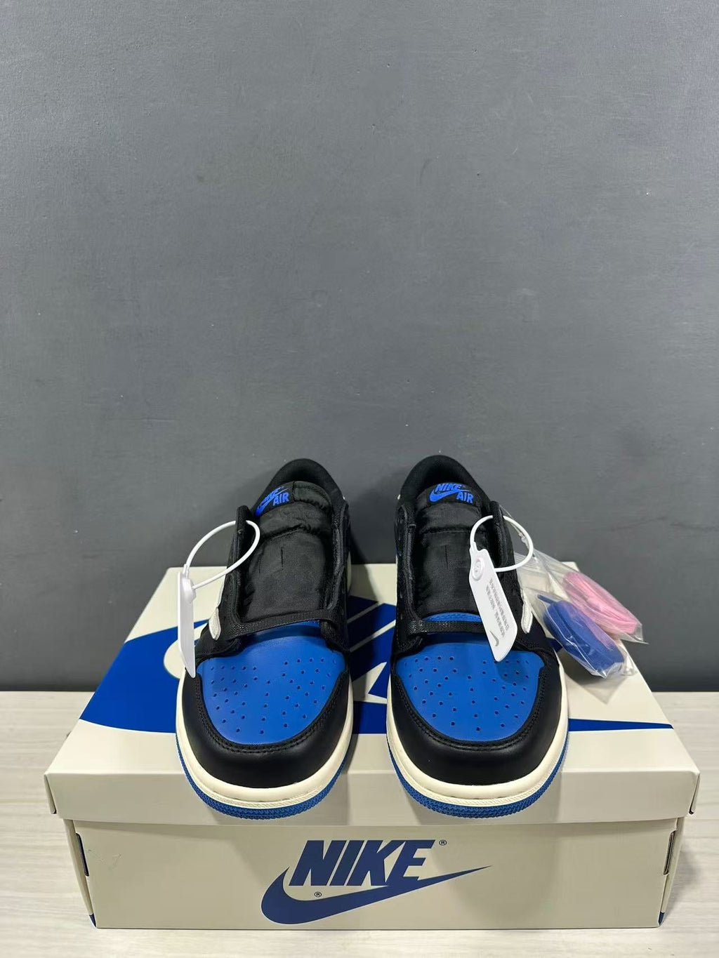Air Jordan 1 Low Travis Scott Fragment Black Blue Sneakers - product image from the listing.