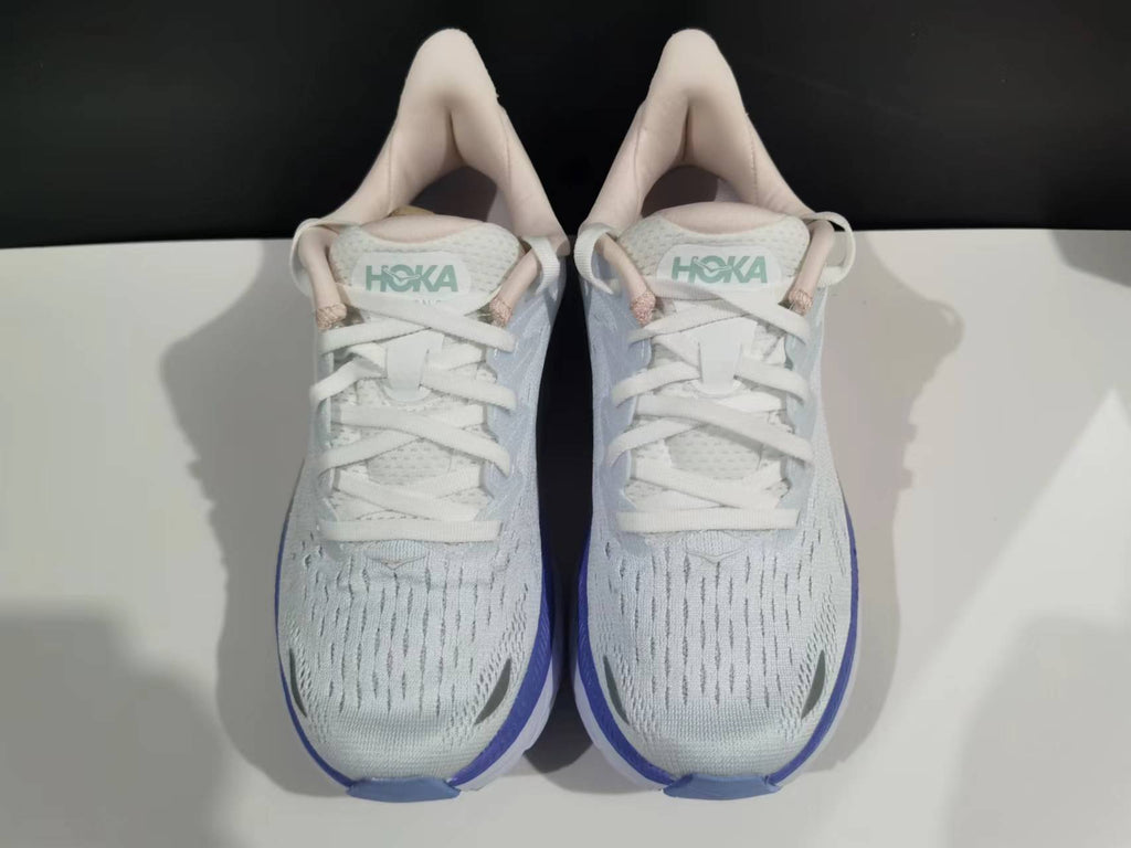Women's HOKA White and Purple Running Sneakers - product image from the listing.