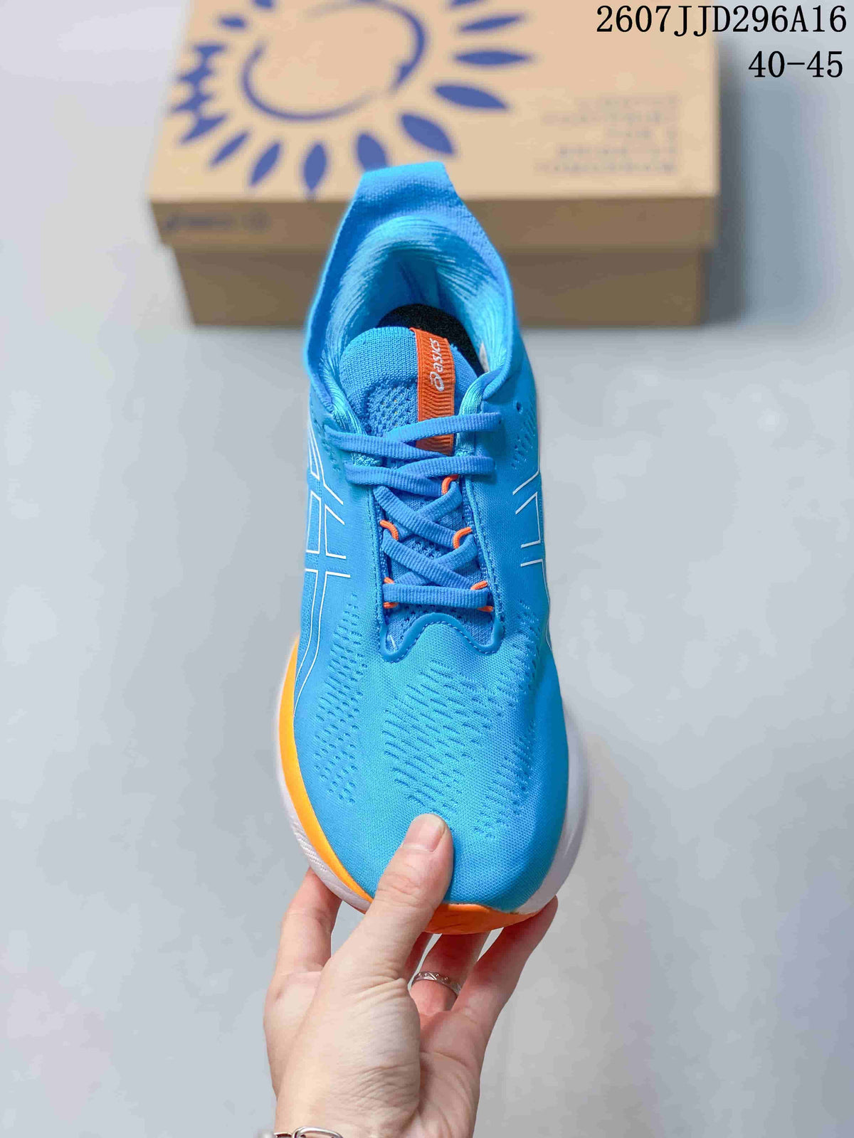 ASICS GEL-Nimbus 25 Running Shoes in Blue Orange - product image from the listing.