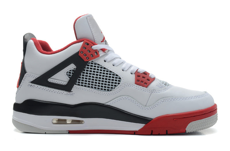Air Jordan 4 Retro High-Top Sneakers in White and Red - product image from the listing.
