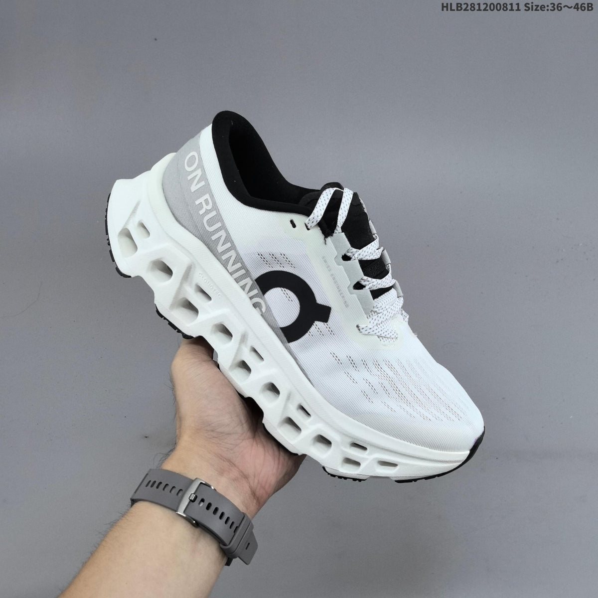 On Cloudmonster 3 Running Shoes in White Black - product image from the listing.