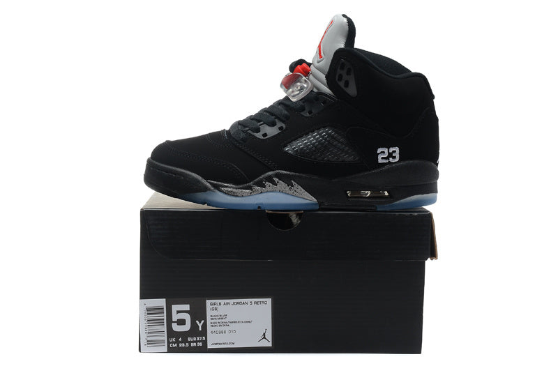 Air Jordan 5 Retro Black and Silver High-Top Sneakers - product image from the listing.