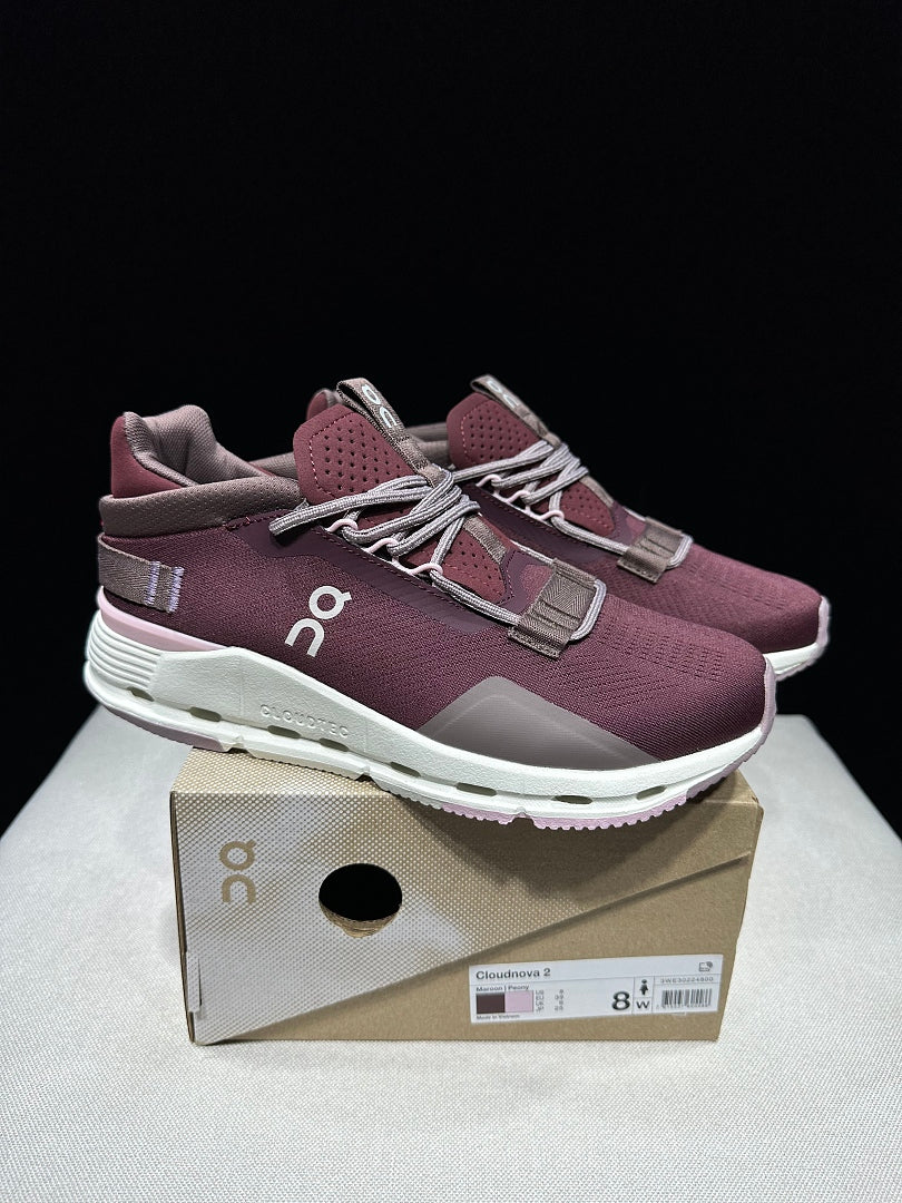 On Cloudnova 2 Trainers in Maroon and Peony - product image from the listing.