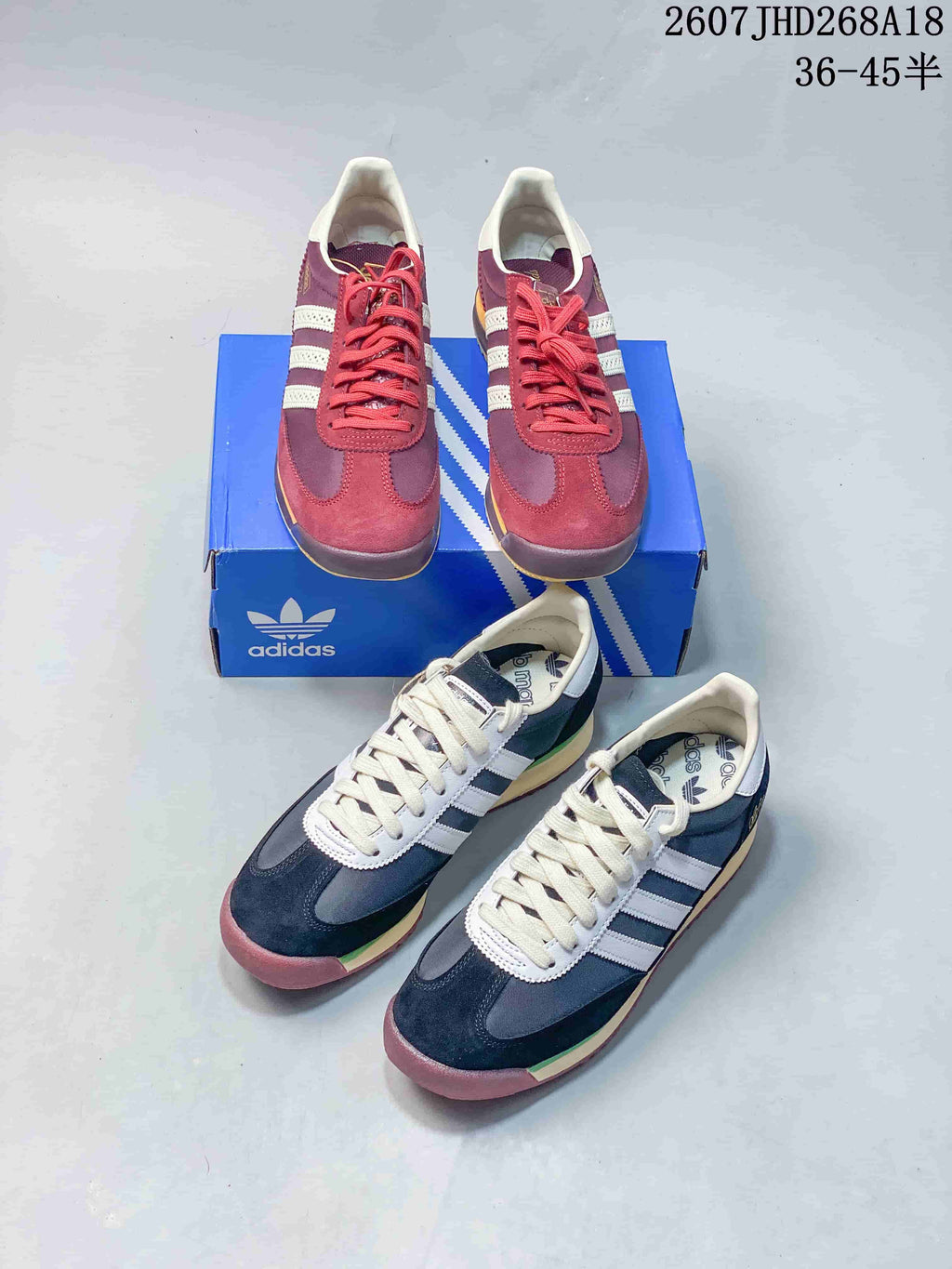 adidas SL 72 Bob Marley Sneakers in Burgundy and Navy - product image from the listing.