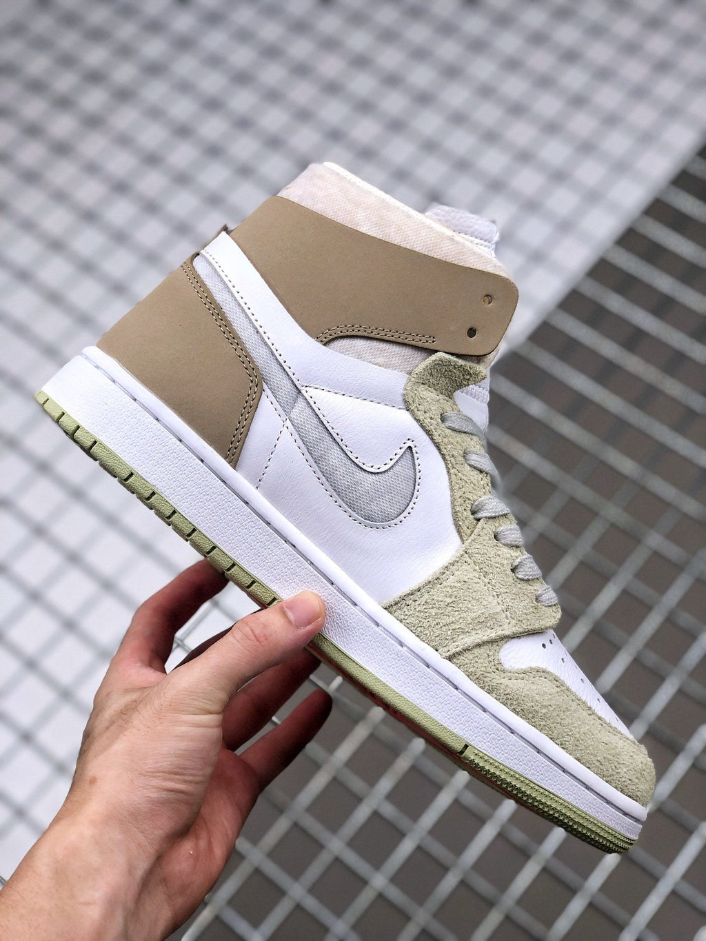 Olive Aura Sneakers - Jordan 1 Zoom CMFT CT0979-102 - product image from the listing.