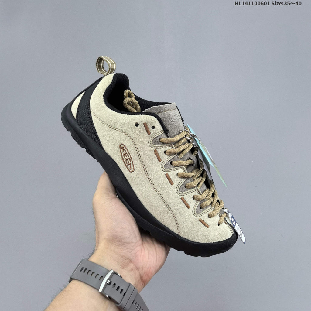 KEEN Jasper Low-Top Outdoor Sneakers, in Beige and Black - product image from the listing.