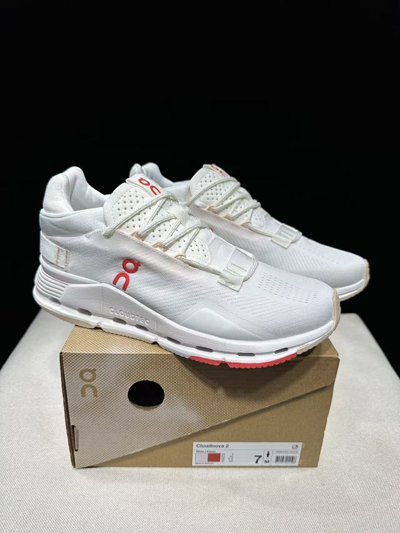 On Cloudnova 2 Trainers, White and Flame - product image from the listing.