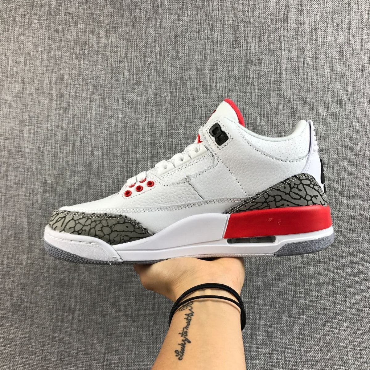 Air Jordan 3 Retro High-Top Sneakers in White Red - product image from the listing.