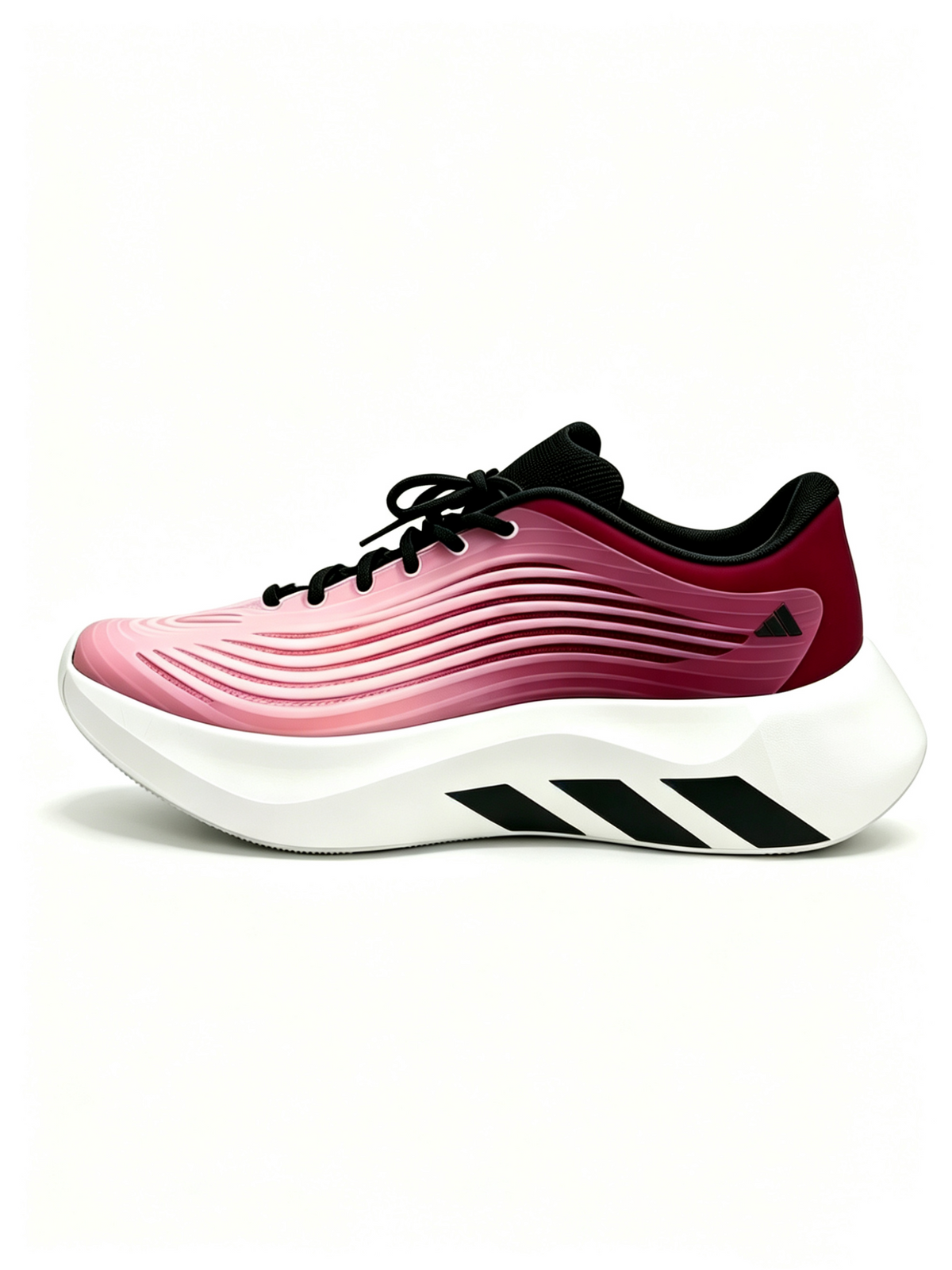 Pink and Burgundy Lace-Up Trainers with White Sole - product image from the listing.