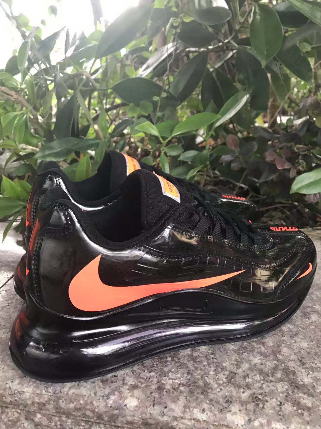 Nike Air Max 720 Sneakers in Black and Bright Orange - product image from the listing.